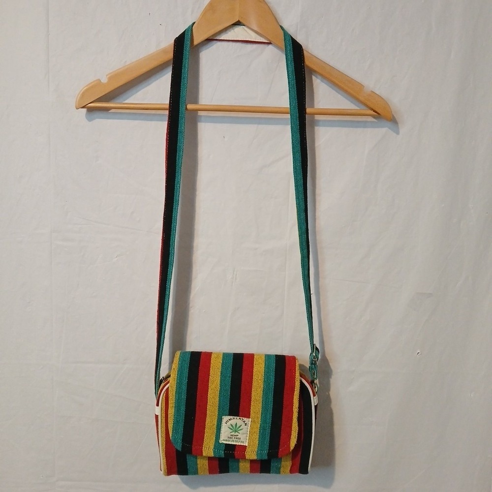 Himalayan Hemp THC Free Crossbody Shoulder Bag Purse Rasta Colors